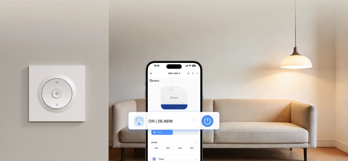 SONOFF Fusion Orb-DIM Matter Wi-Fi Dimmer Wall Switch MINI-DIM-E – See your savings while dimming