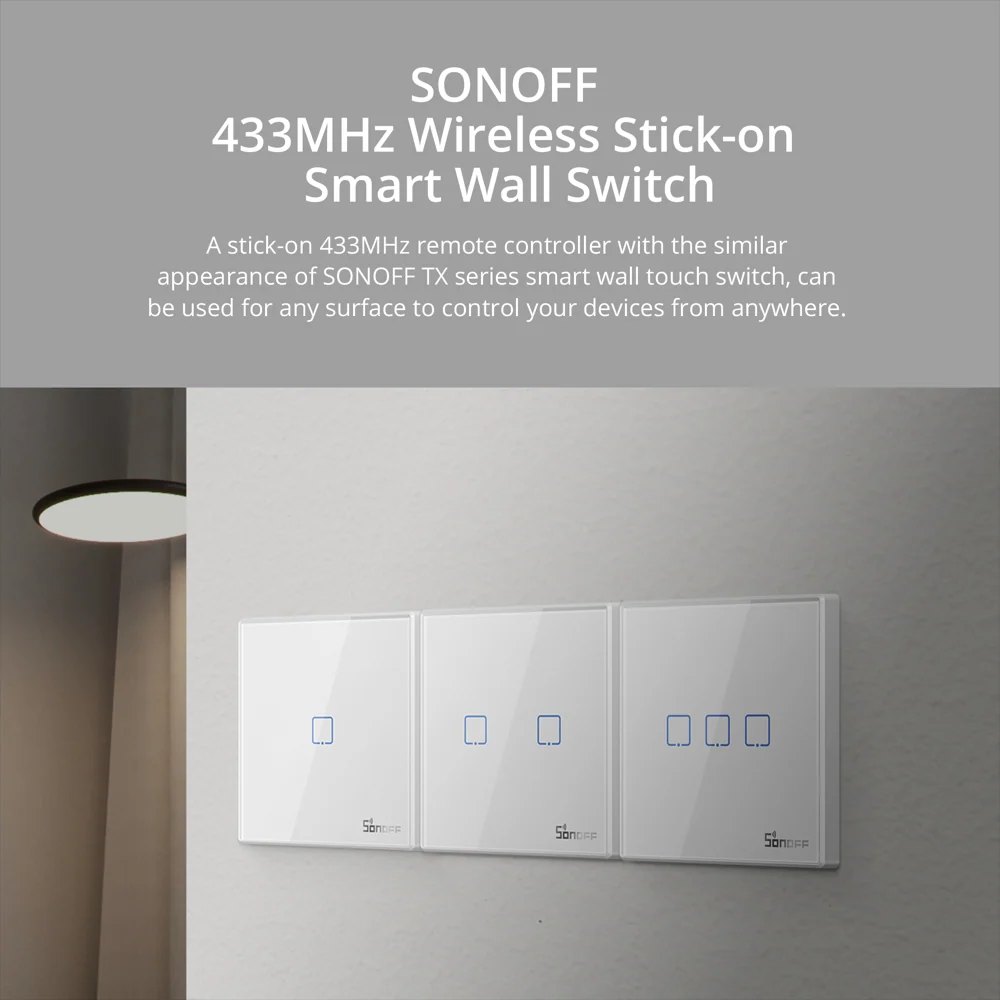 SONOFF T2EU-RF Wireless 433MHz Wall Panel Remote, 2-Gang, White – Looks like a premium switch