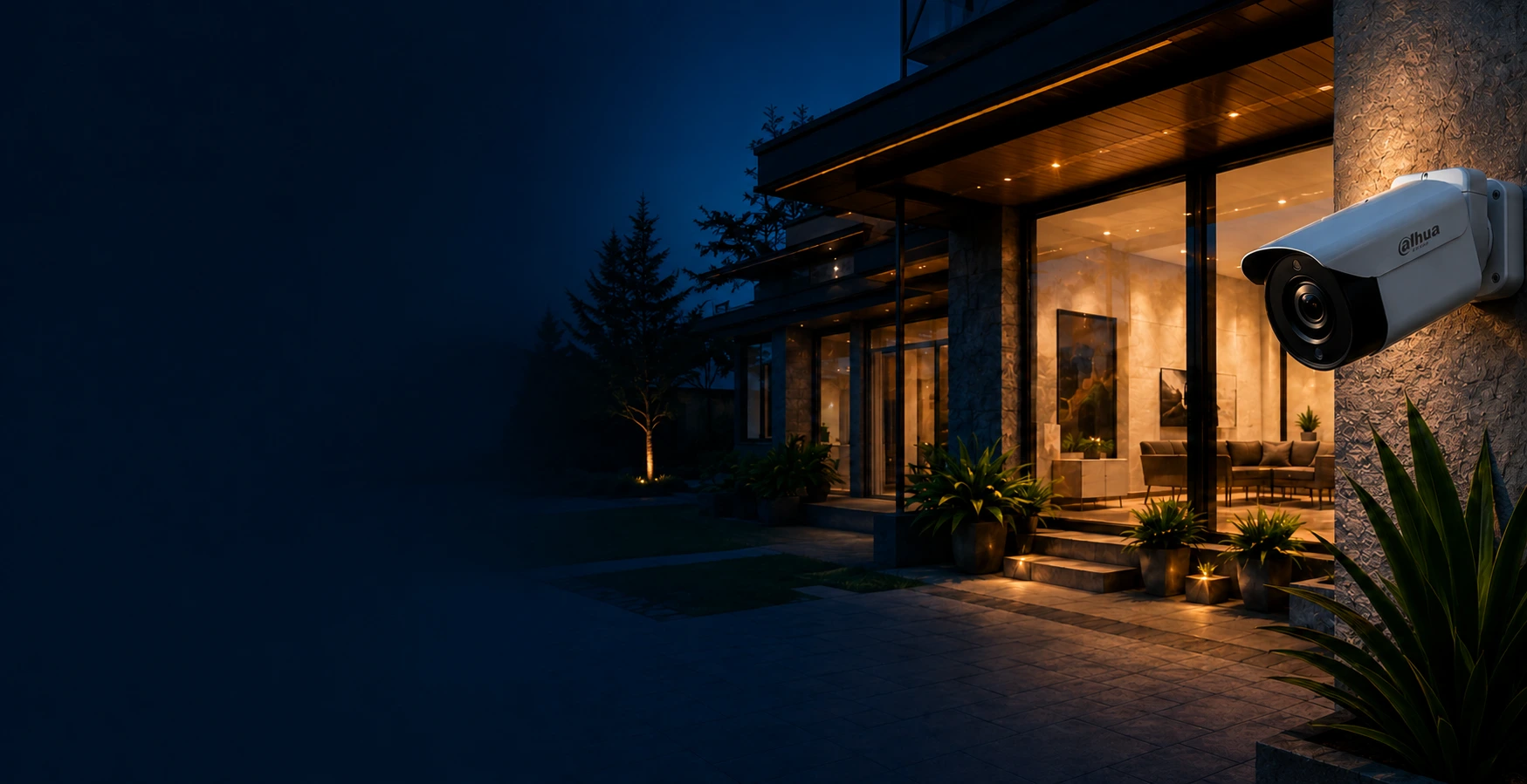 Smart home with CCTV camera installed outside