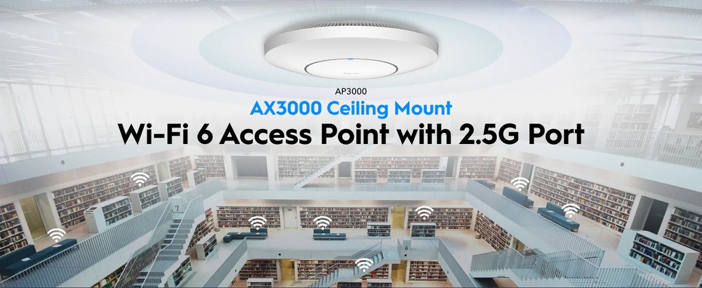 Cudy Access Point Ceiling AX3000 Dual Band 2.5G Wi-Fi 6 PSU AP3000
