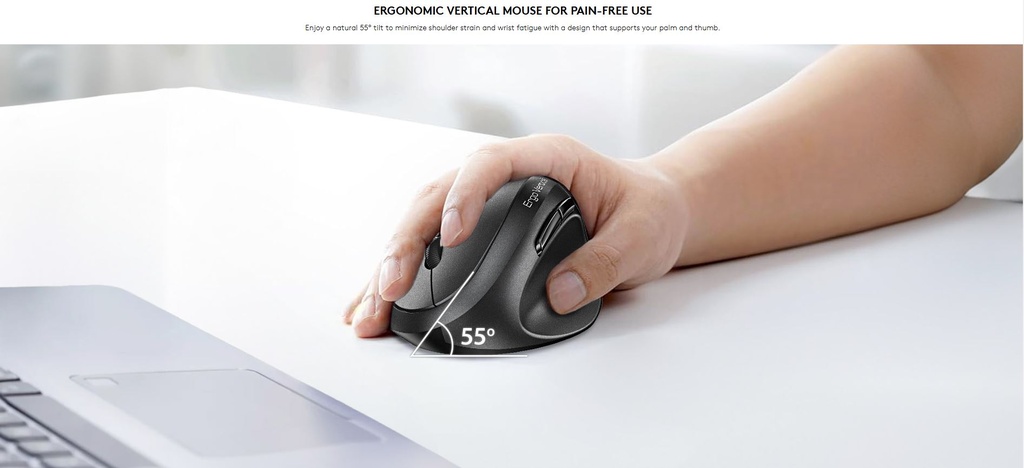 Genius Mouse Ergonomic Wireless+BT Vertical Silent AI 8350S Dark Grey