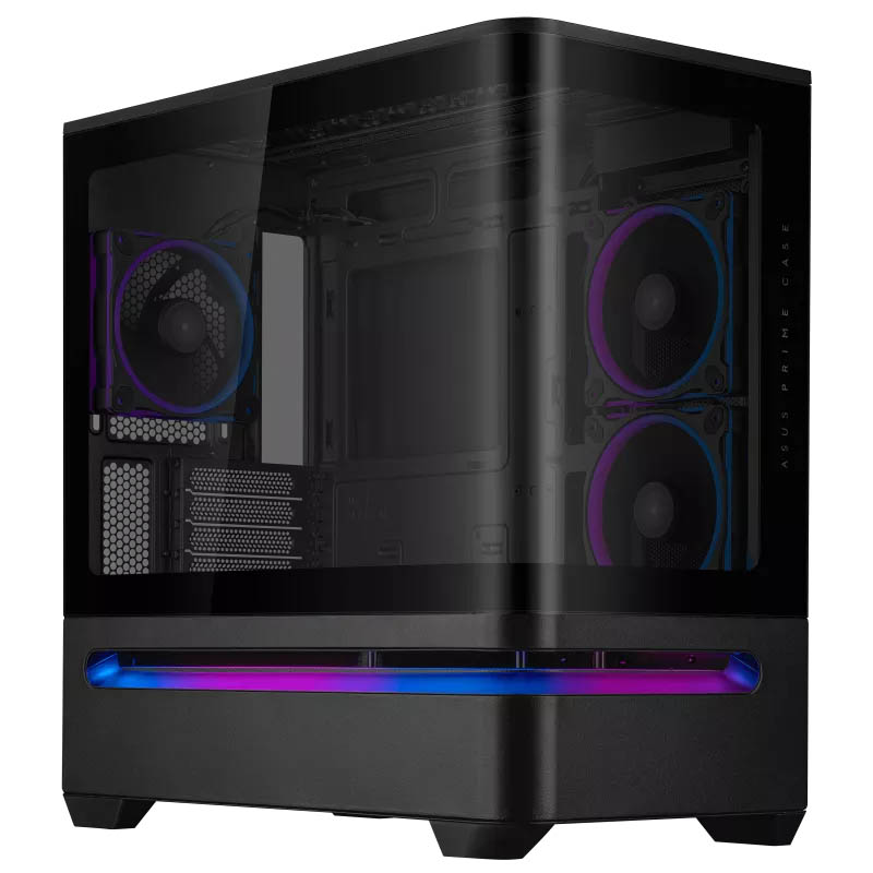 ASUS PC Case Prime mATX Panoramic Curved Tempered Glass Panels Aura Sync Light Band 3x Pre-Installed Fans USB-C AP202 AR