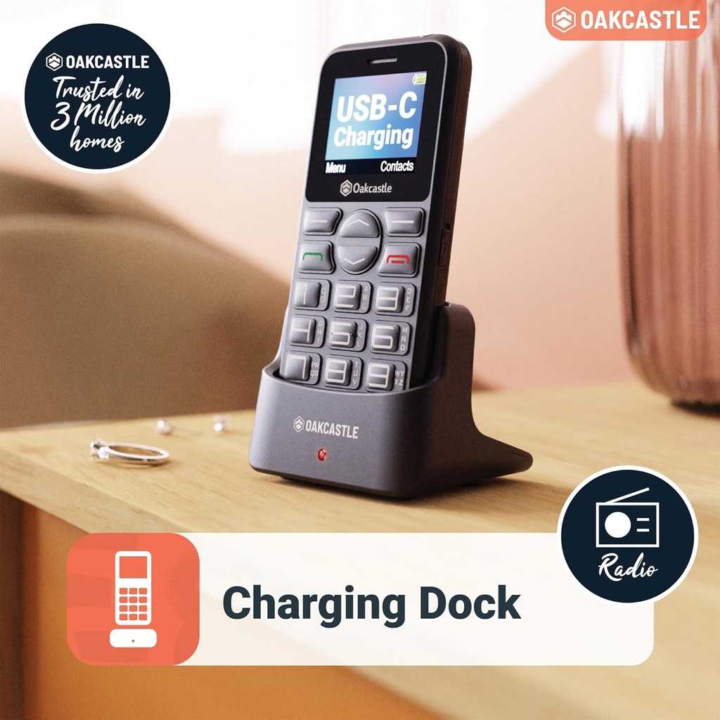 Oakcastle F300 Mobile Feature Phone Seniors Model with 4G Camera & SOS Button