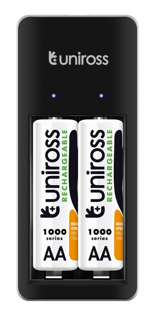 Uniross UCU001B USB Compact Mini Charger with 2x AAA 600 Batteries