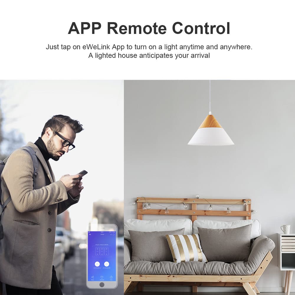 Sonoff T2EU2C-TX WiFi Smart Wall Touch Switch 2-Button White