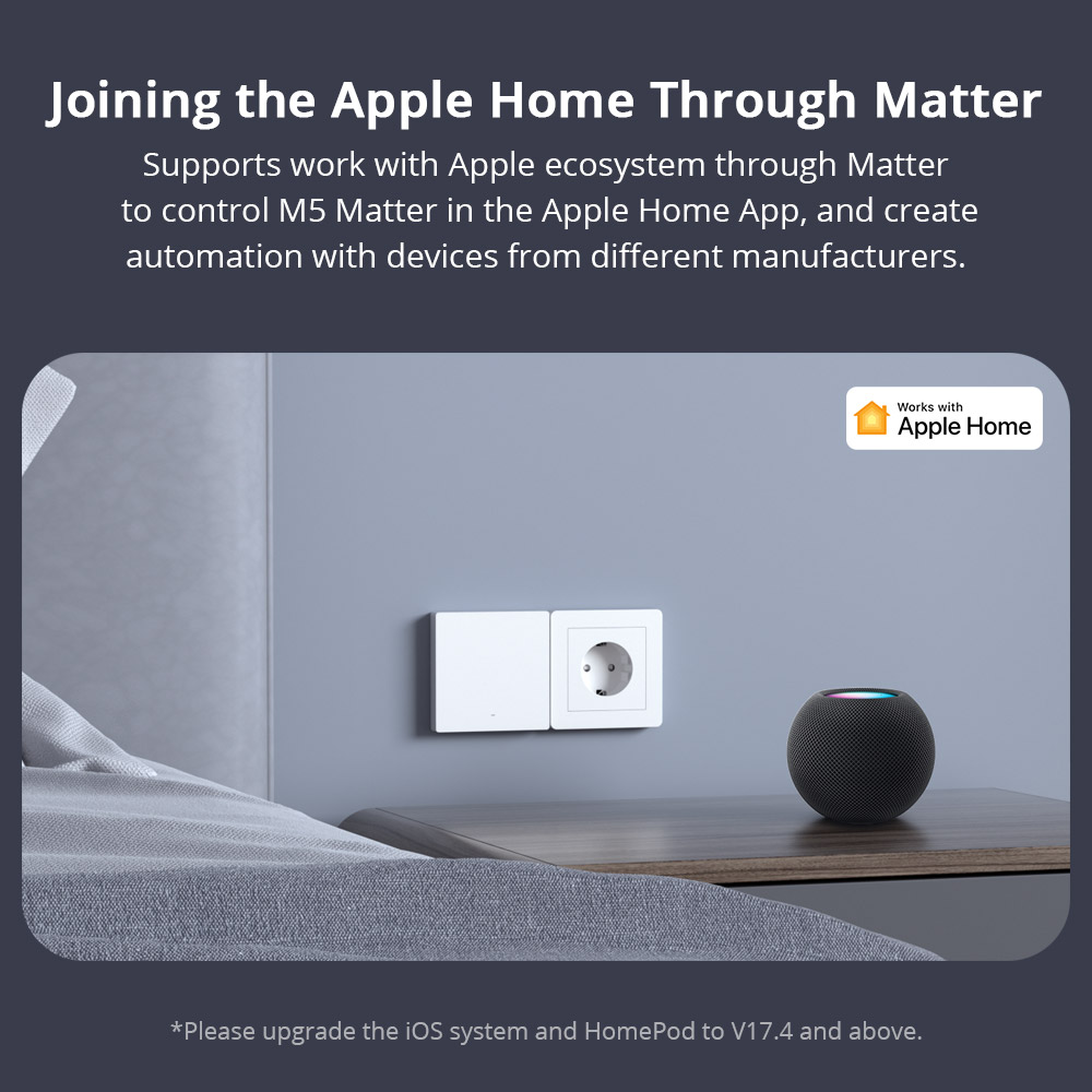 Sonoff M5 Matter WiFi Smart Wall Mechanical Switch 1-Button White