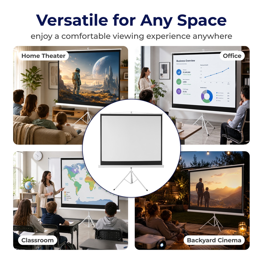 Lumivida Projector Tripod Screen 4:3 120” ESDC120