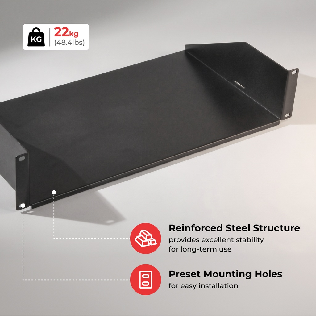 Lumivida Rack Shelf Cantiliver 2U 250mm 22kg Black (2pcs)