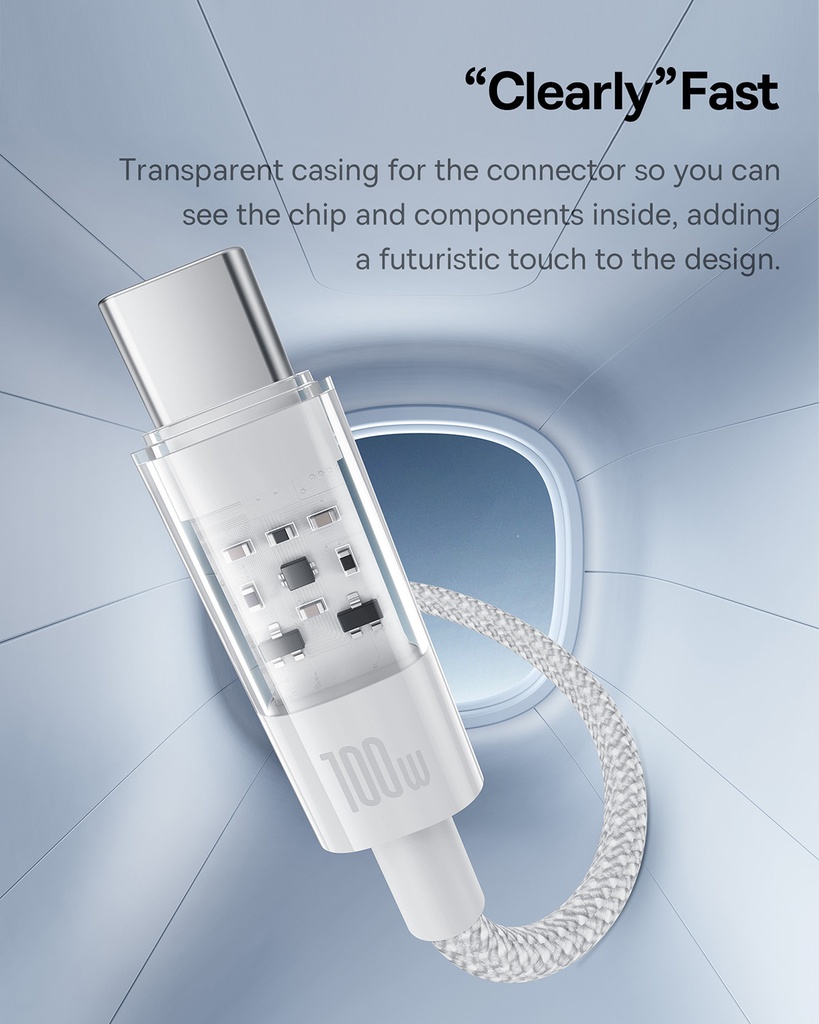 Baseus Cable USB-C to USB-C Gem Series 100W 1.0m White