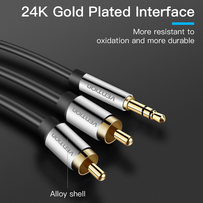 Vention AUDIO 3.5mm to 2RCA M-M Cable Metal 3.0m BCFBI