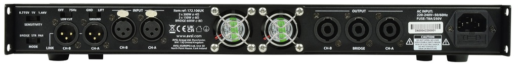 Citronic Amplifier D600 2x300W RMS/4ohm 172.106UK