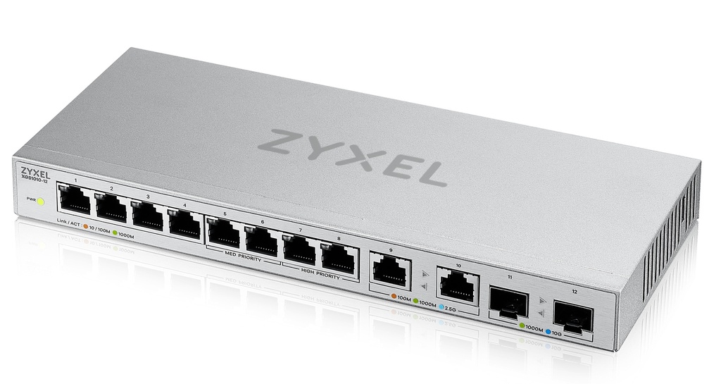 Zyxel Switch Multi-Gig 8-Port GbE + 2.5GbE + 10G SFP XGS1010-12