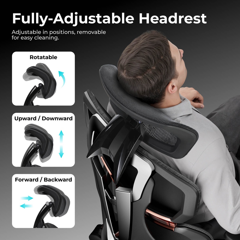 Lumivida Gaming/Office Chair Ergonomic Mesh Lumbar Support Adjustable Seat/Armrest CH09-8 Black