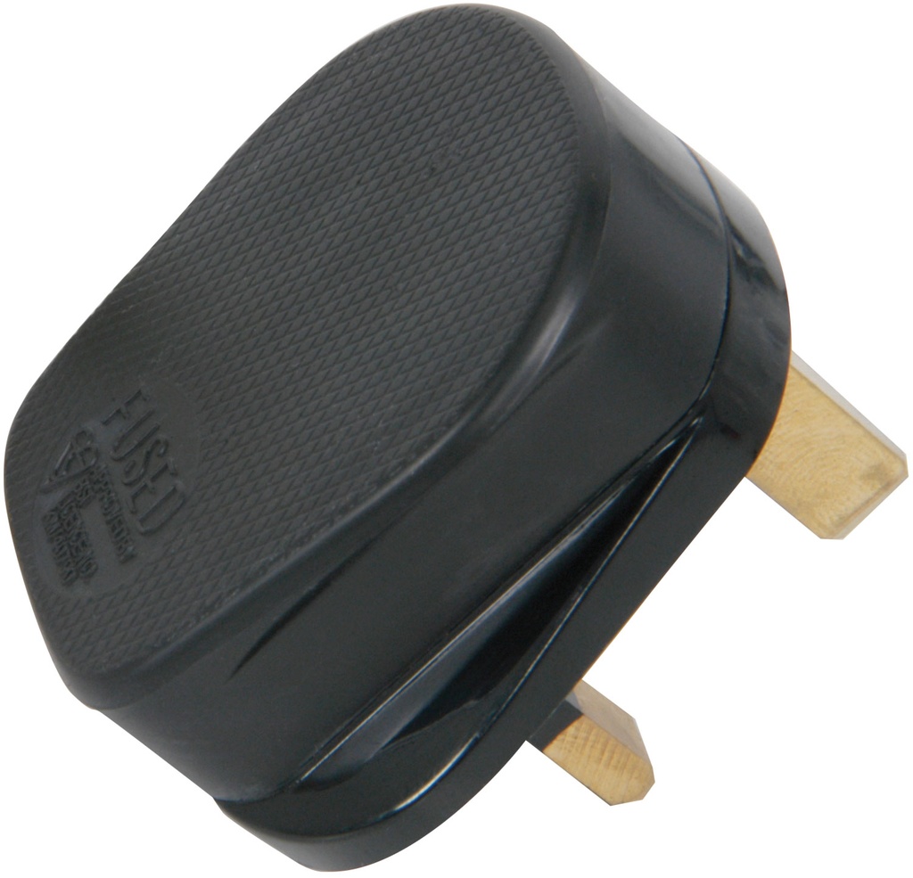 Mercury POWER Mains Plug UK 13A Fuse Rubber Black 429.627UK
