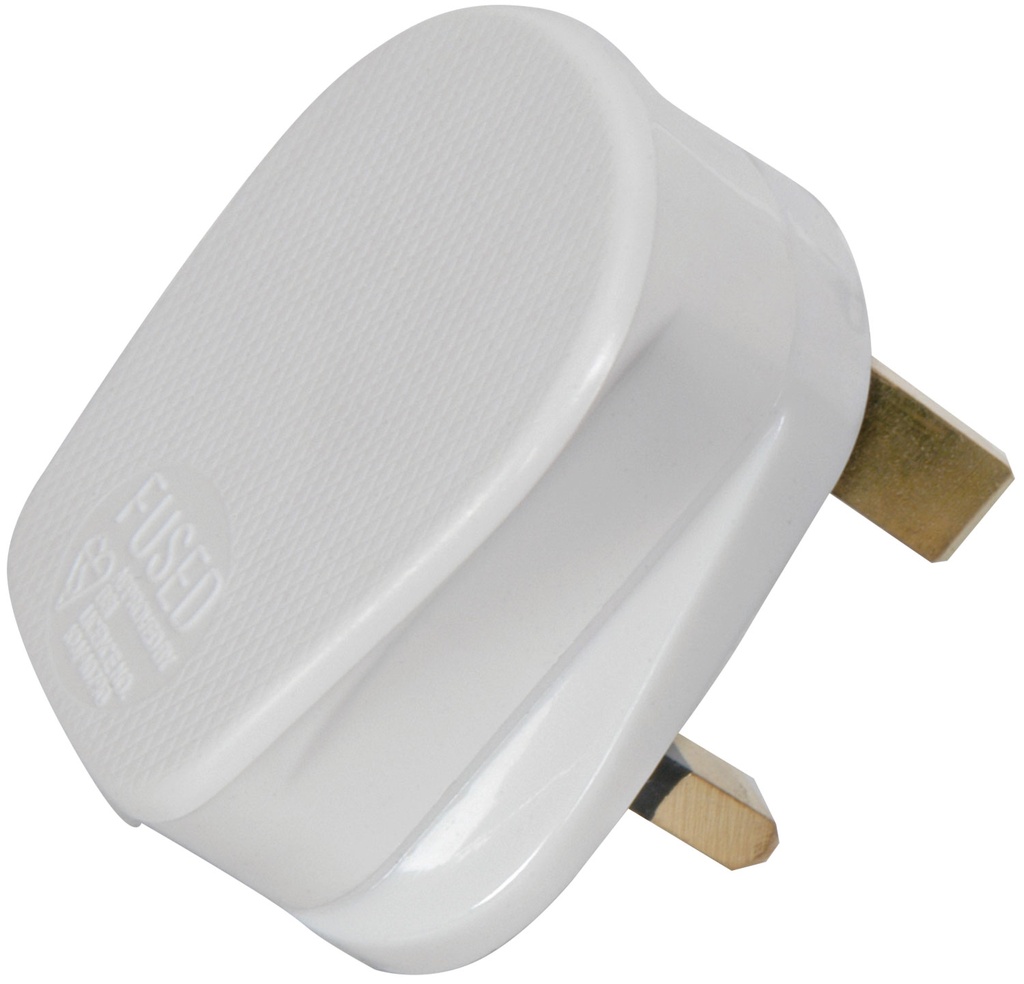 Mercury POWER Mains Plug UK 13A Fuse Rubber White 429.633UK