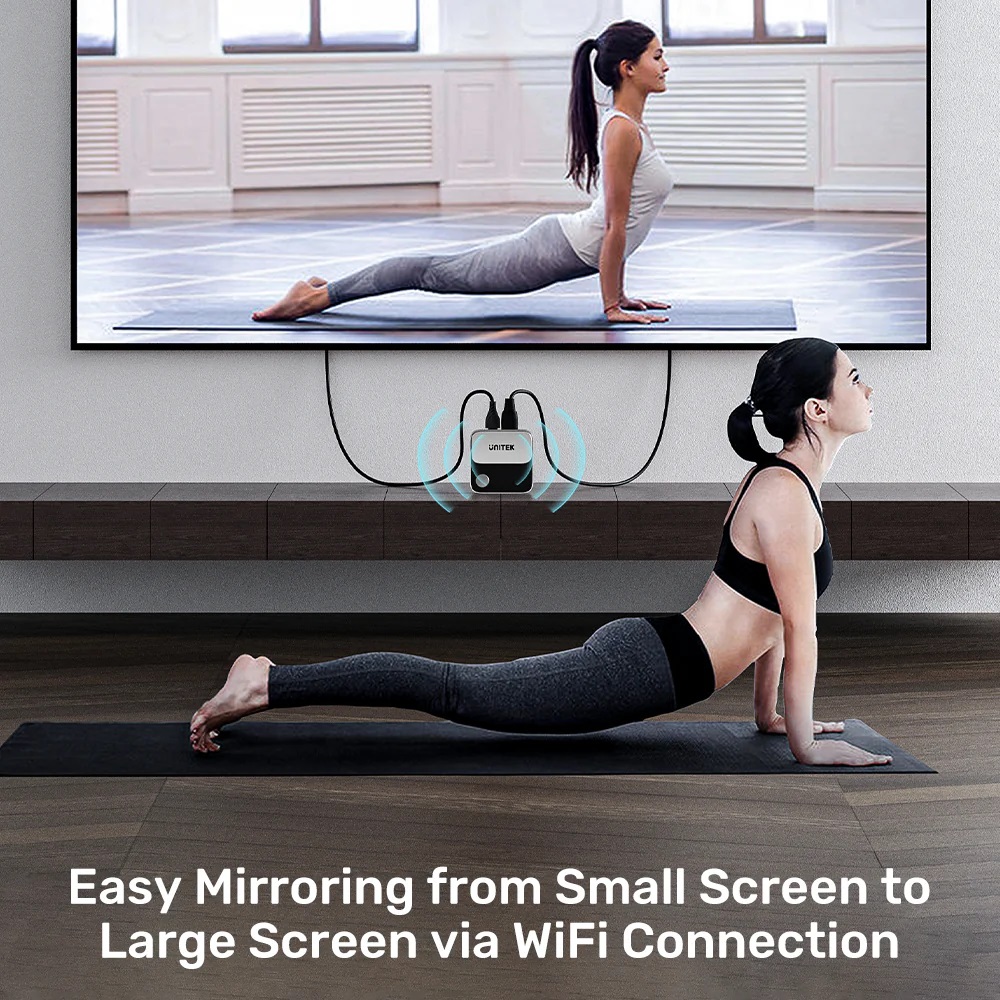 Unitek V1162 Wireless 4K Streaming from PC/Laptop & Smartphone to any HDMI Monitor, TV or Projector Up to 25m