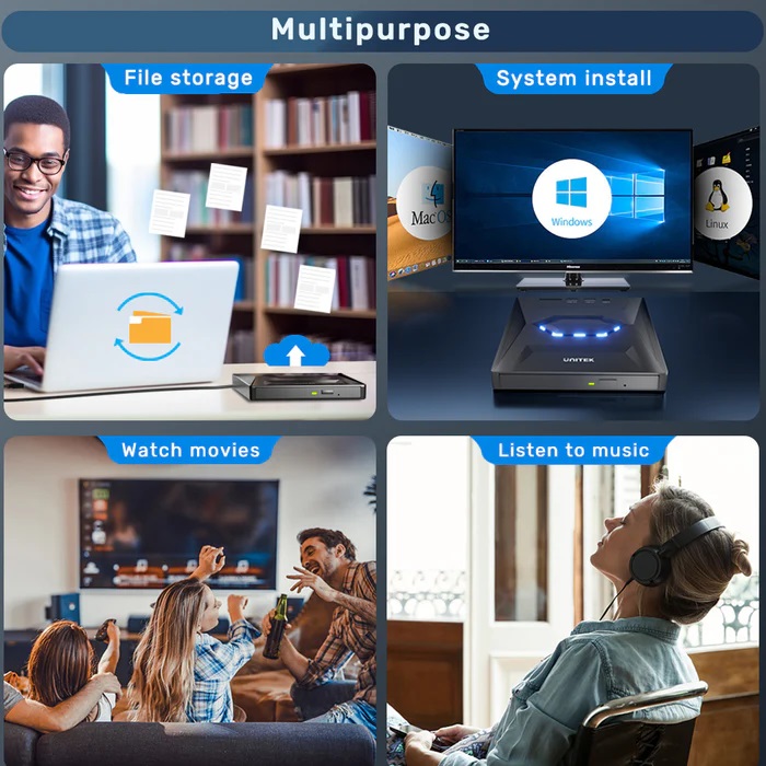 Unitek Optical External Drive & 5in1 USB Hub T1037A