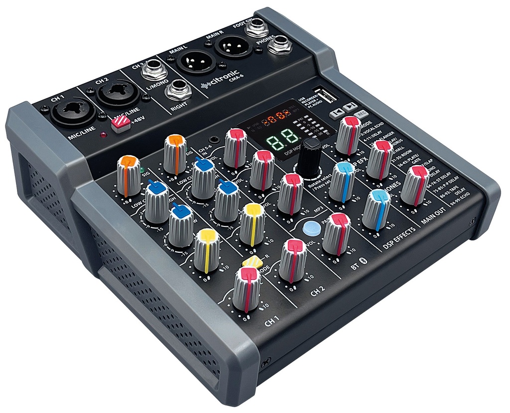 Citronic CMA-6 4 Channel Compact Mixer with DSP USB Play-Record BT & PC Connectivity 170.862UK