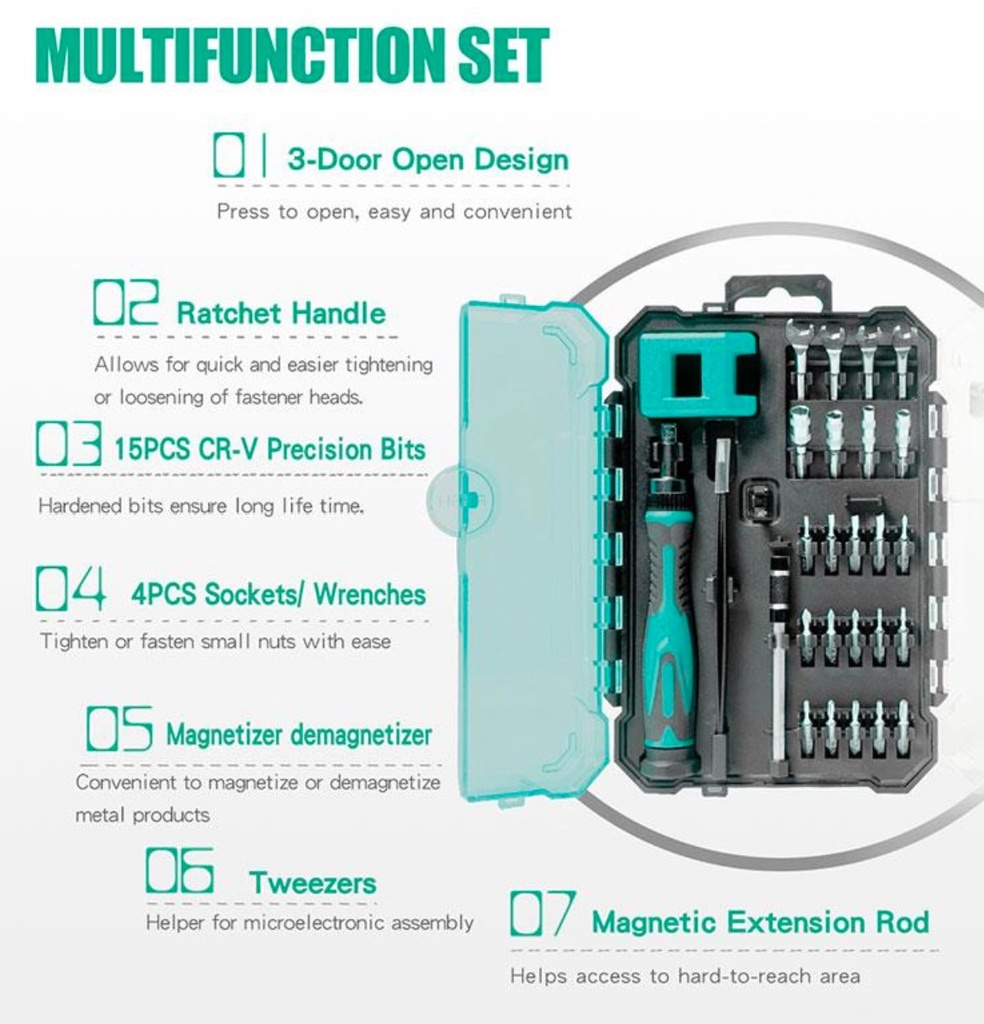 Proskit Repair Precision Tool Set with 27 Inserts SD-9827M