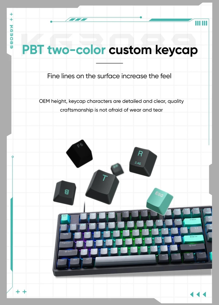 Thunderobot KG3089 Black Mechanical Gaming Keyboard 89 Red Switch Keys