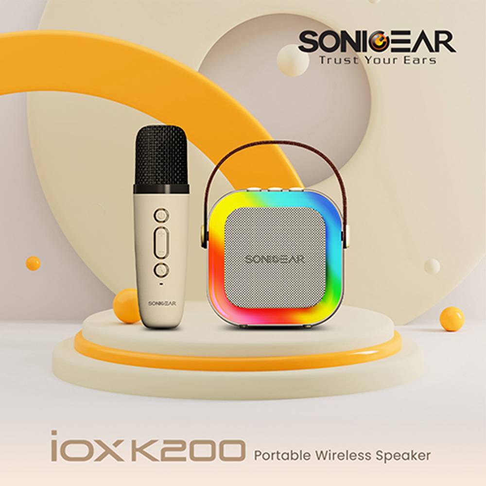 SonicGear IOX K200 Karaoke Portable Speaker BT & Wireless Mic White