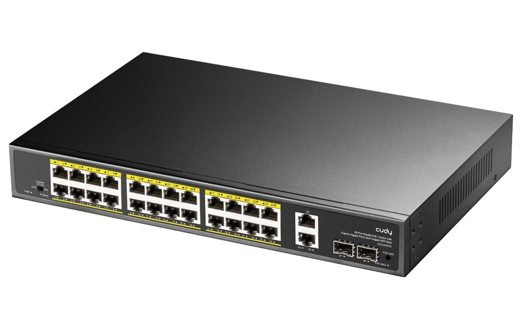 Cudy Switch PoE Gigabit 24PoE + 2GbE + 2SFP Uplink 300W R/M GS1026PS2