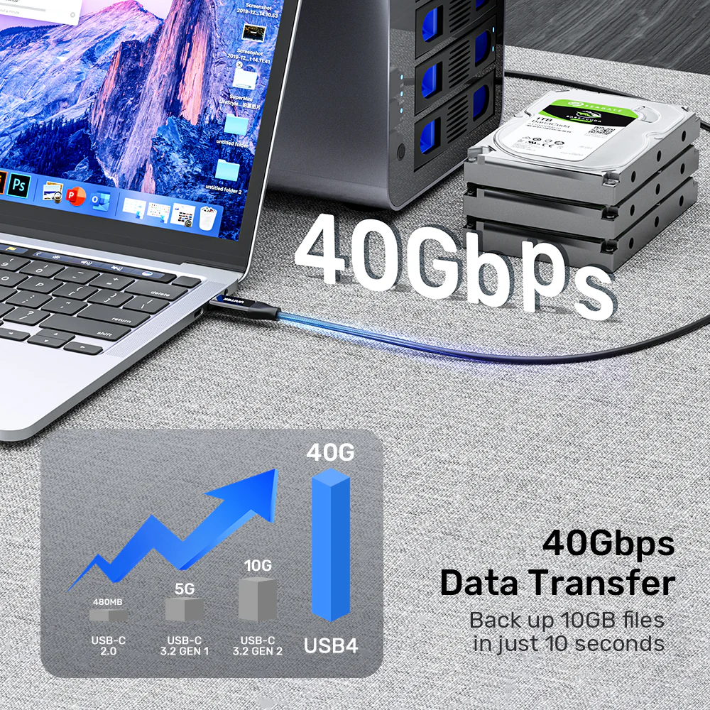 Unitek USB-C 4.0 M-M Cable 2.0m 240W+40G+8K60HZ C14100A v2