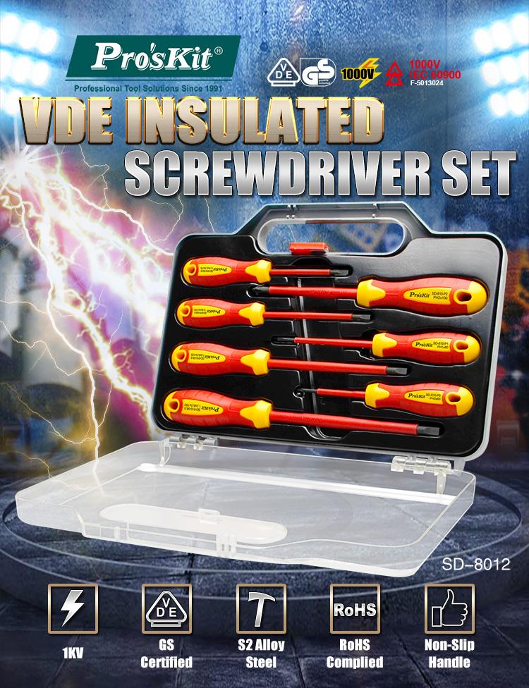 Proskit SD-8012 VDE Insulated Screwdriver Set of 7 pcs