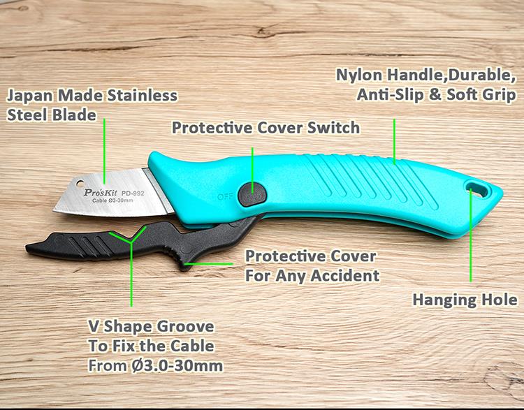 Proskit PD-992 Super Sharp Electricians Knife Anti Slip & Ergonomic with Dual Function Cover