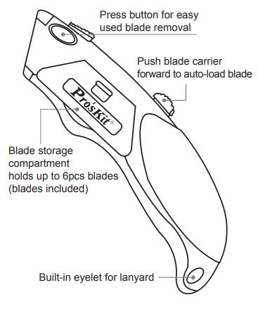 Proskit DK-2112 Heavy Duty Knife Non Slip Grip & Automatic Loading includes 6xBlades DK-2112