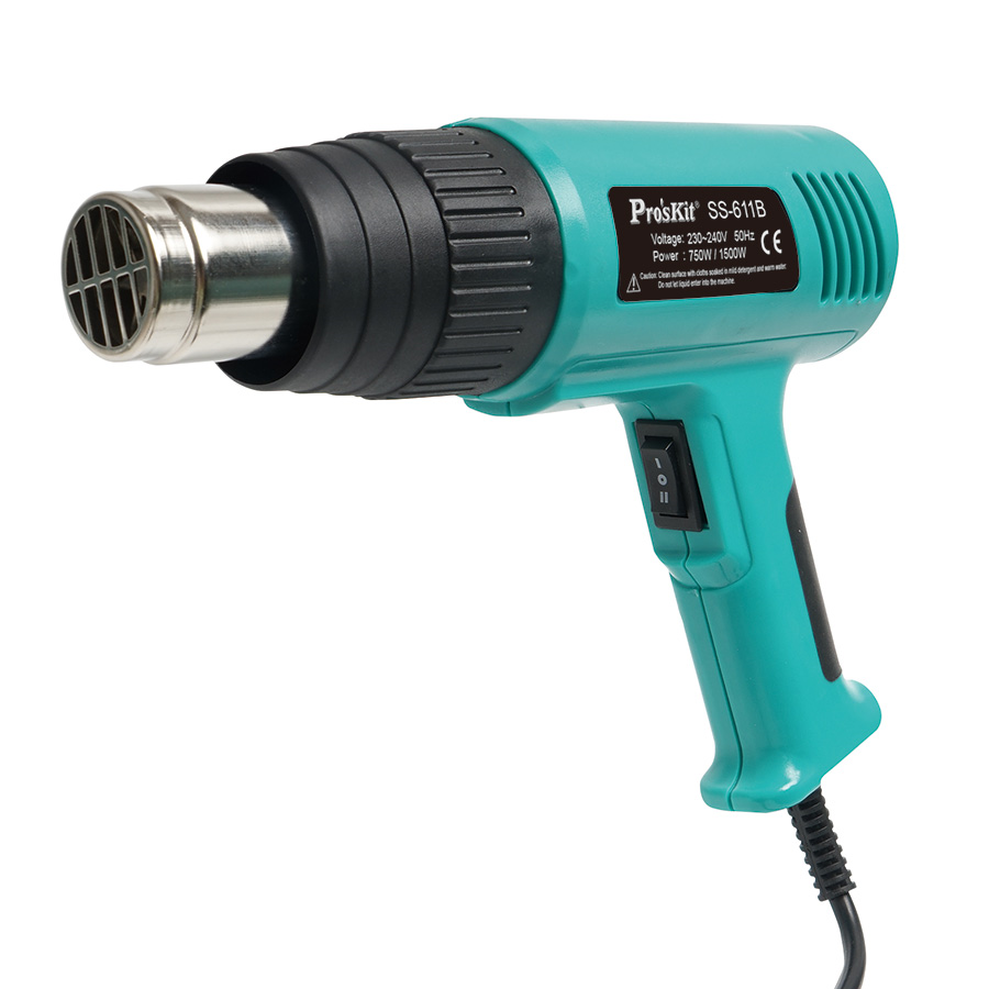 Proskit SS-611B Hot Air Gun 1500W Dual Temperature, Ceramic Heater & Double Insulated with Carry Case
