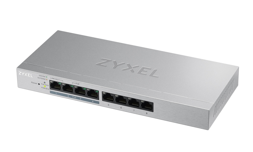 Zyxel SP 8-Port Gigabit PoE Managed Switch, 4 x PoE, 60W GS1200-8HPV2