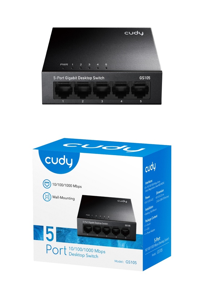 Cudy GS105 5-Port Gigabit Ethernet Switch Metal UK
