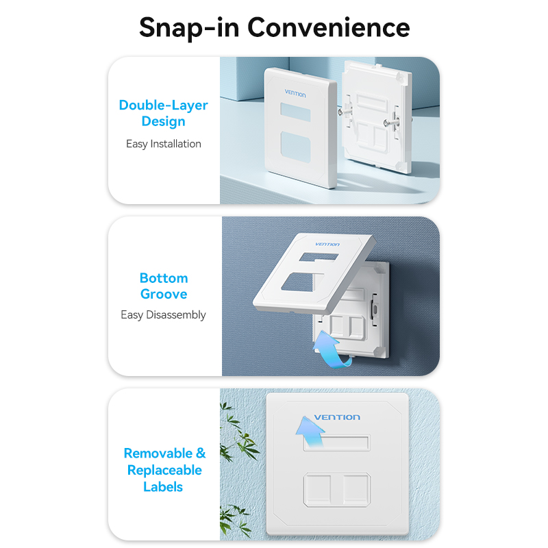 Vention NETWORK Keystone Wall Plate 2-Port White