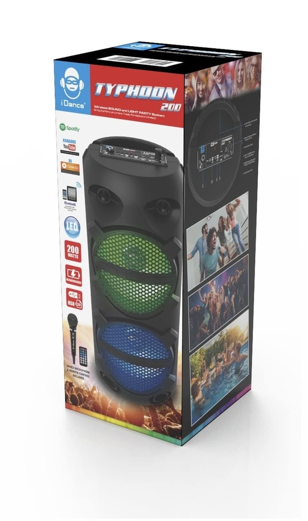 iDance Typhoon 200 Portable Speaker with Microphone & Remote