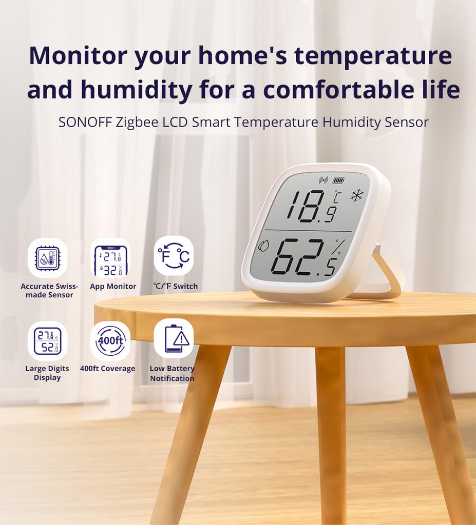 SONOFF Zigbee LCD Smart Temperature Humidity Sensor SNZB-02D