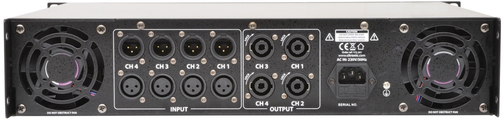 Citronic QP1600 4x400W@2ohms Quad Power Amplifier 172.241UK