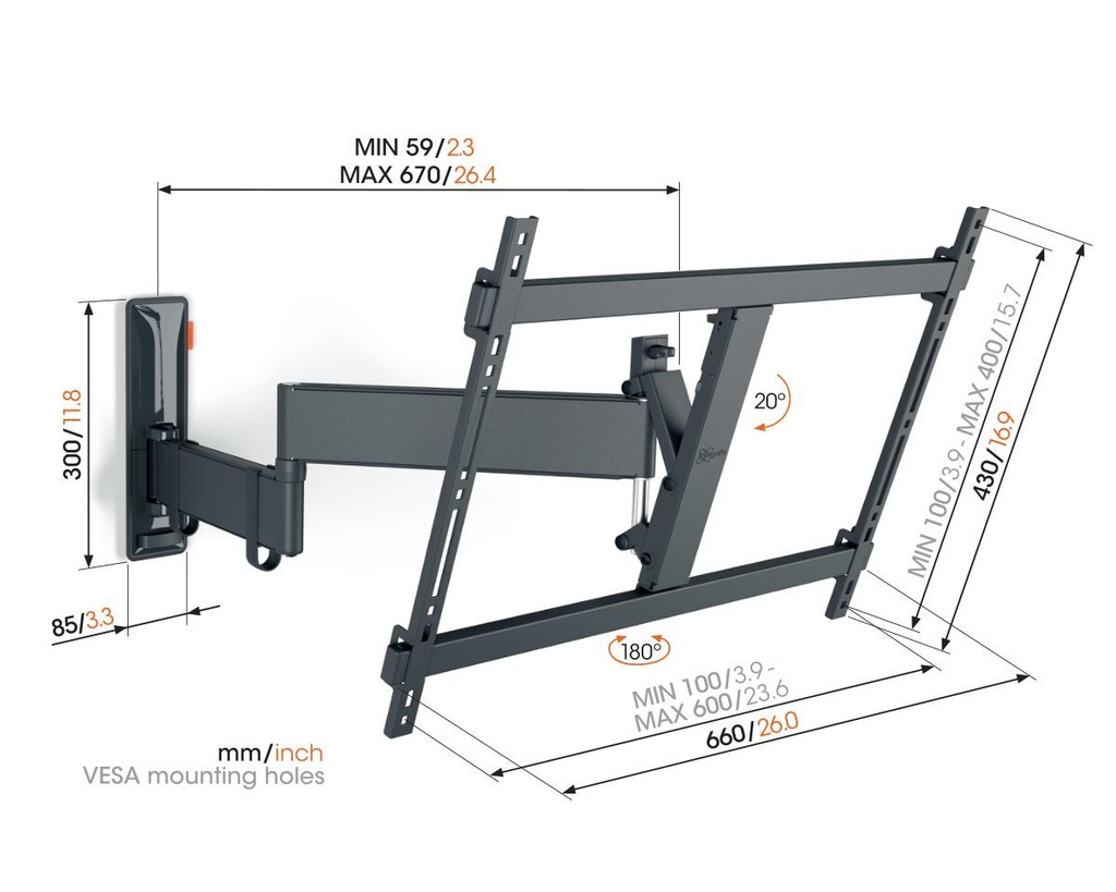 Vogels TVM3643 Turn TV Wall Mount 40-77'' Black