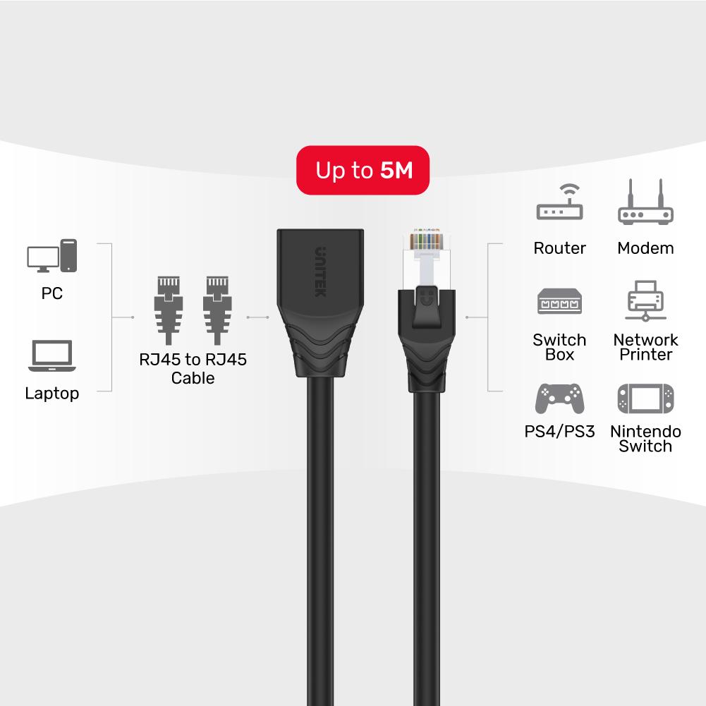Unitek C1896BK-5M CAT6 M-F Extension Cable 5.0m