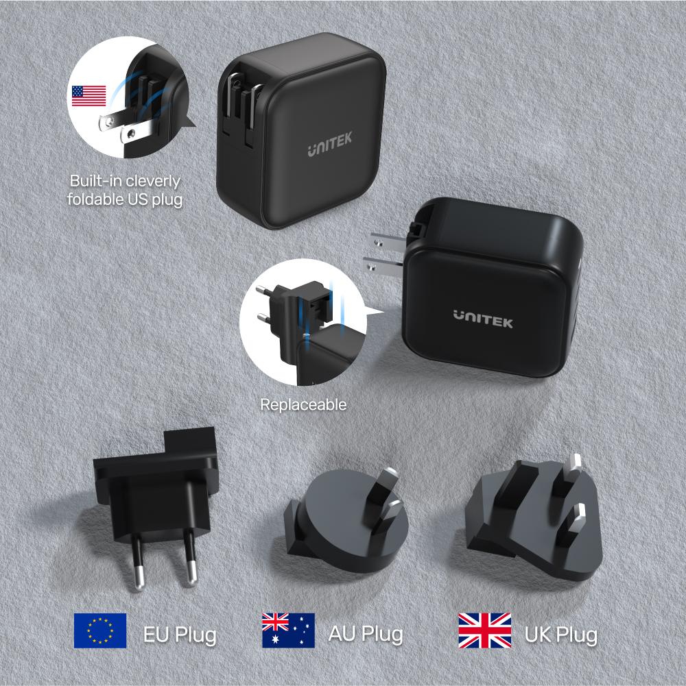 Unitek P1112ABK 100W 4in1 GaN Multiplug Charger Black