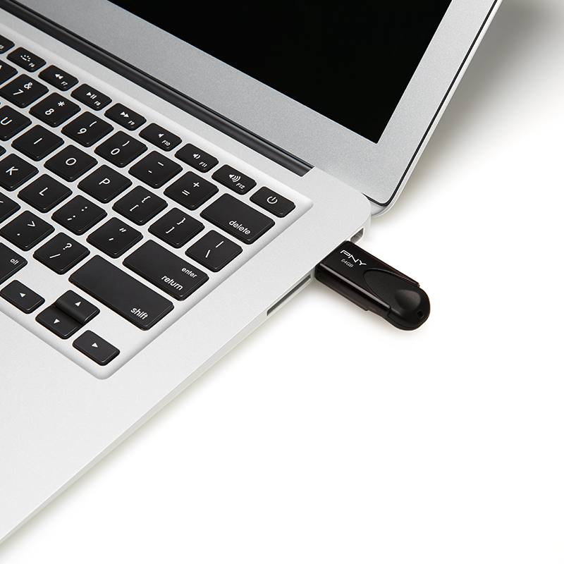 PNY Flash Drive Attache 4 USB 2.0 Stick 64GB Capless Slider Black FD64GATT4
