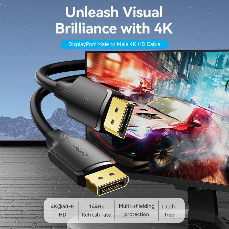 Vention DisplayPort Cable DP1.2 4K60Hz 1.0m HAKBF