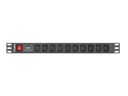 Lanberg PDU 1U 10-Way IEC 2M with IEC plug Surge