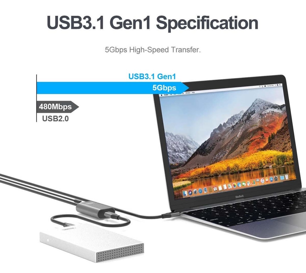 Unitek U304A USB3.1 USB-C Male to USB-A Female Active Extension Cable 5m