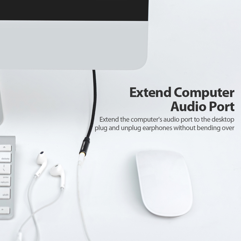 Vention AUDIO 3.5mm M-F Extension Cable Metal & Braided 1.0m BHBBF