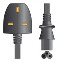 Mercury Laptop Power Cable Black 3A 1m 114.041UK