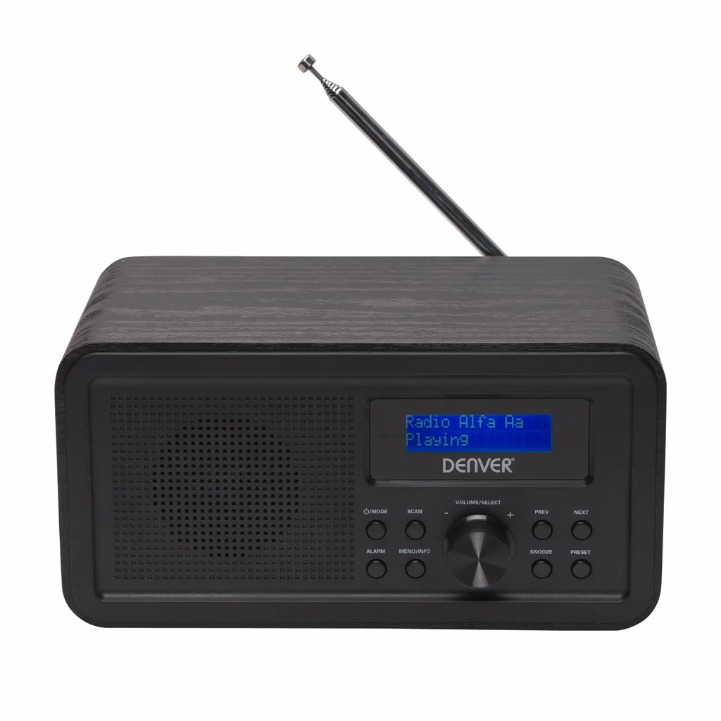Denver DAB-30B Black FM Radio with Aux, Headphone out (Works with Mains or 4xAA Batteries)