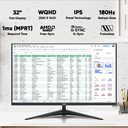 Armaggeddon Gaming Monitor 32'' Slim Frame 2K IPS 180Hz 1ms PXP32Pro Black