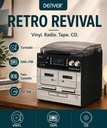 Denver MRD-166 Retro Music System with Turntable, CD, Cassette, FM, USB/SD & USB Recording