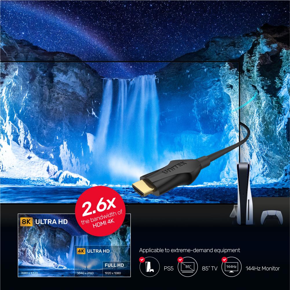 Unitek C11060BK-1M 8K HDMI 2.1 120Hz Cable 1.0m